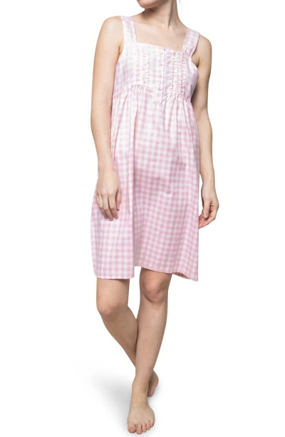 Shop Petite Plume Gingham Cotton Nightgown In Pink