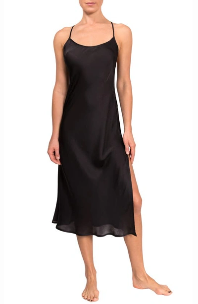 Shop Everyday Ritual Sloan T-back Midi Nightgown In Black