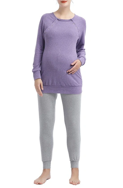 Shop Kimi And Kai Kimi & Kai Zoie Maternity/nursing Pajamas In Multicolored