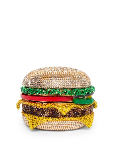 Shop Judith Leiber Crystal-embellished Burger Clutch