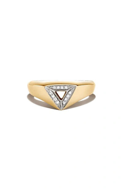 Shop John Hardy Tiga Pavé Diamond Signet Ring In Gold