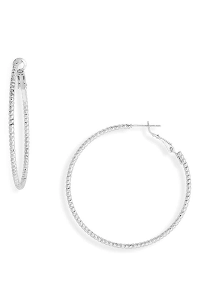 Shop Nordstrom Demifine Textured Hoop Earrings In Sterling Silver Plated