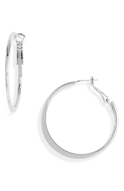 Shop Nordstrom Demifine Tapered Hoop Earrings In Sterling Silver Plated
