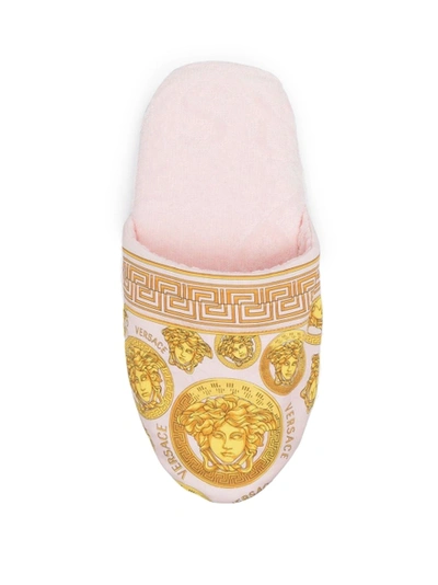 Shop Versace Bath Slippers Pink And Gold