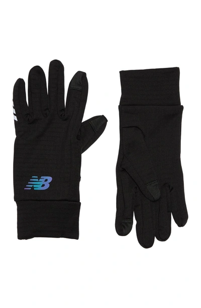 Shop New Balance Onyx Grid Fleece Gloves In Black