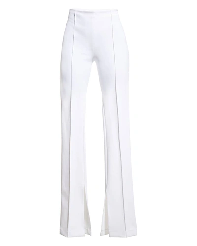 Shop Adam Lippes Neoprene Slit-cuff Flare Pants In White