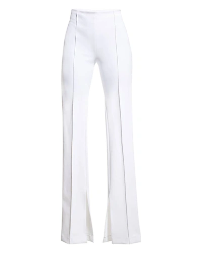 Adam Lippes Eva Flare Slit Bonded Neoprene Pant In White