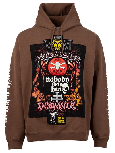 Vetements Metal Patch Logo Hoodie In Brown ModeSens