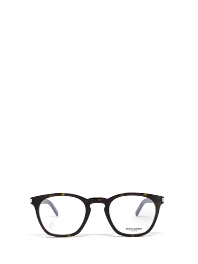 Shop Saint Laurent Sl 30 Slim Havana Glasses