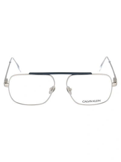 Shop Calvin Klein Ck18106 Glasses In 045 Silver Navy