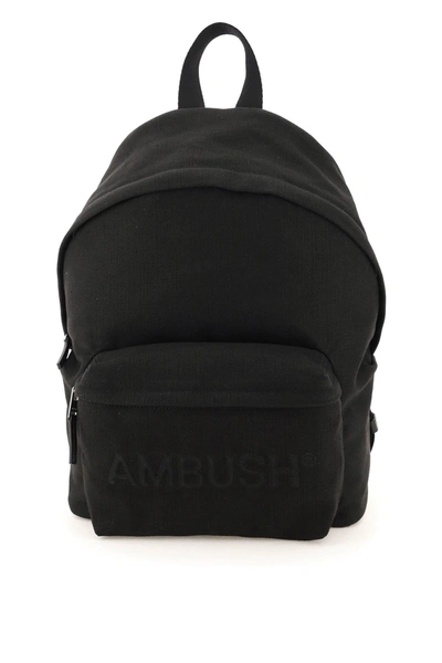 Shop Ambush Backpack With Embossed Logo In Nero/argento