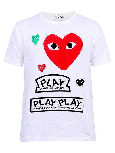 Shop Comme Des Garçons Play Printed T-shirt In White