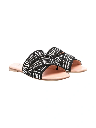 Shop Elisabetta Franchi La Mia Bambina Black Sandals