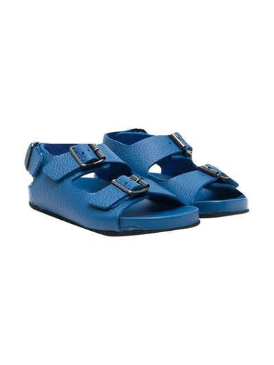 Shop Gallucci Blue Buckle Sandals In Azzuro