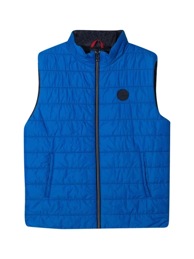 Shop Fay Padded Vest With Logo Patch In Azzuro