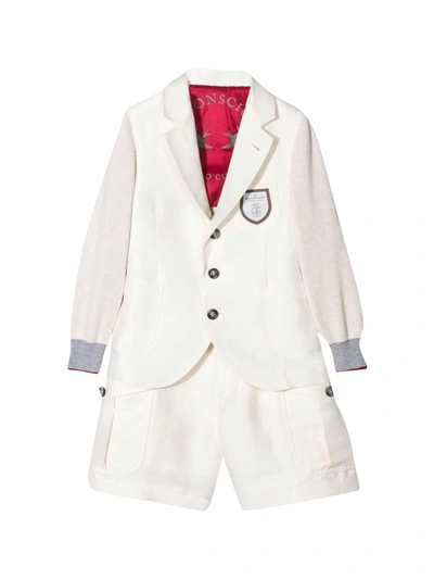 Shop Brunello Cucinelli Teen Two-piece White Single-breasted Suit. In Bianco