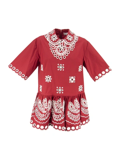 Shop Red Valentino Cotton Top With Sangallo Embroidery