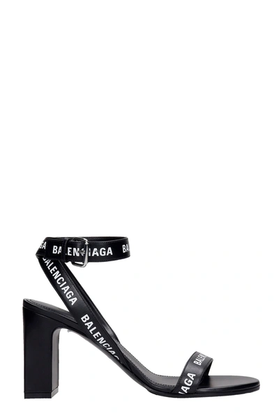 Shop Balenciaga Sandals In Black Leather In Nero/bianco