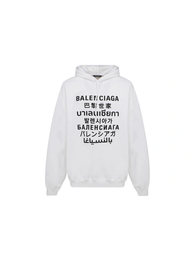 Shop Balenciaga Hoodie In Bianco/nero