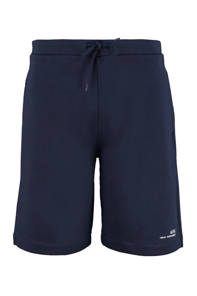 Shop Apc Fleece Shorts In Blue