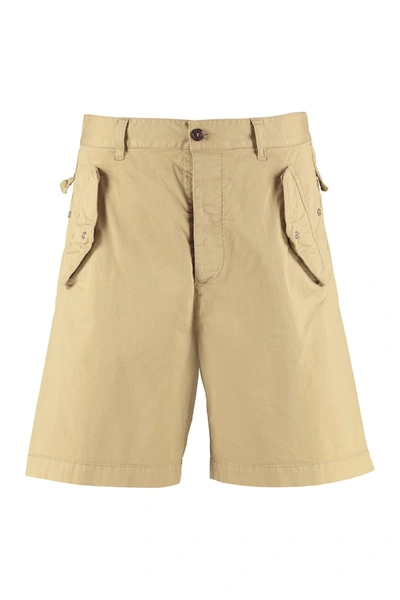 Shop Dsquared2 Stretch Cotton Shorts In Beige