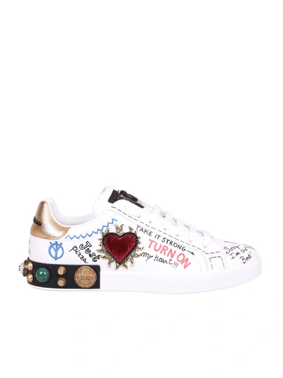 Shop Dolce & Gabbana Patched Sneakers In White