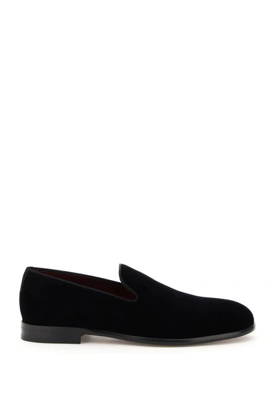 Shop Dolce & Gabbana Leonardo Velvet Loafers In Nero (black)