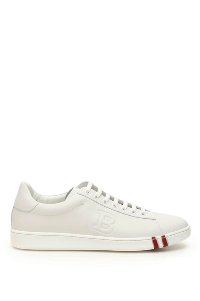 Shop Bally Asher Leather Sneakers In White (white)