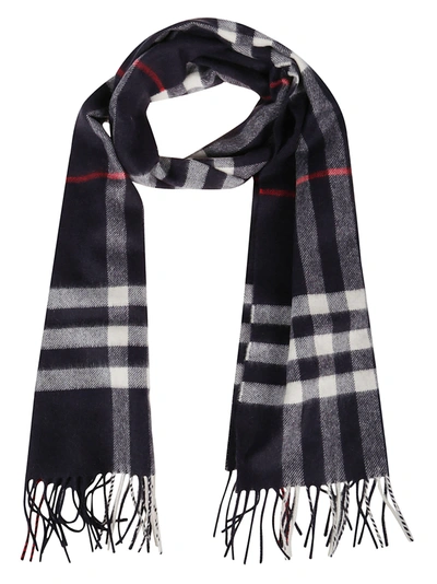 Shop Burberry Giant Check Scarf In Navy