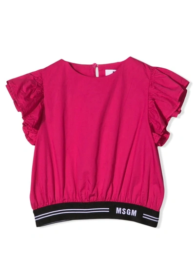Shop Msgm Pink Cotton Top In Fragola