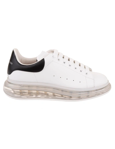 Shop Alexander Mcqueen Man White And Black Oversize Sneakers With Transparent Sole In White/black/white