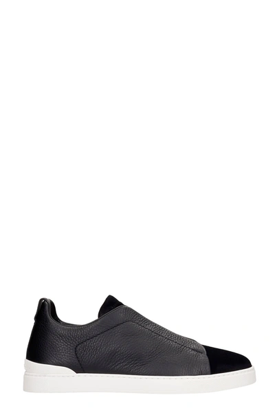 Shop Ermenegildo Zegna Sneakers In Black Suede And Leather