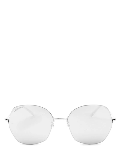 Shop Balenciaga Bb0014s Silver Sunglasses