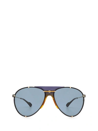 Shop Gucci Gg0740s Gold Sunglasses