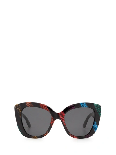 Shop Gucci Gg0327s Black Glitter Sunglasses
