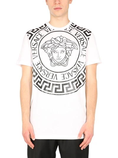 Shop Versace T-shirt With Medusa Motif In Bianco