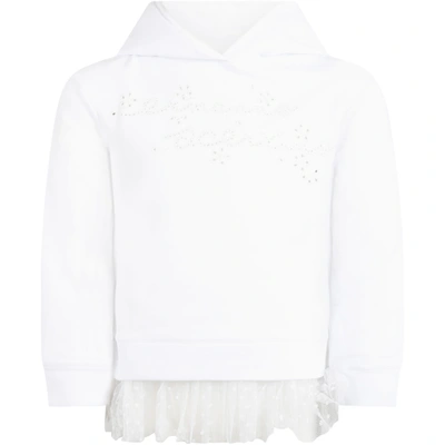 Shop Ermanno Scervino Junior White Sweatshirt For Girl With Logo