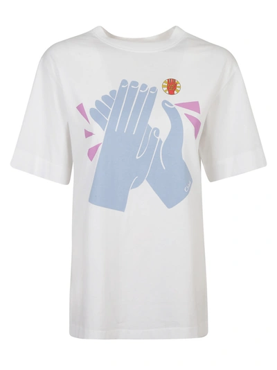 Shop Chloé Clapping Hand Print T-shirt In White/blue