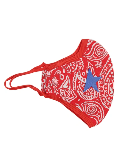 Shop Golden Goose Paisley Knitted Face Mask In Red