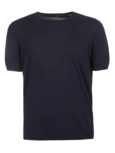 Shop Tagliatore Ribbed Plain T-shirt In Blue