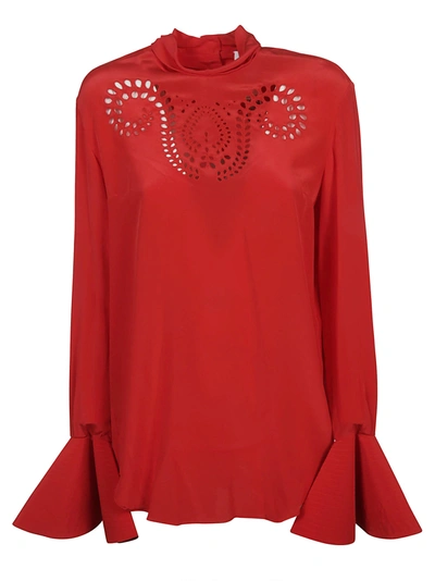 Shop Patou Embroidered Silk Top In Capucine Red