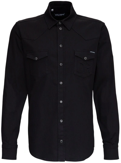 Shop Dolce & Gabbana Black Cotton Shirt With Logo