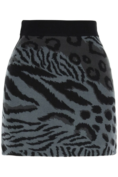 Shop Kenzo Leopard Mini Skirt In Grigio