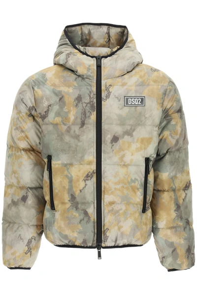 Shop Dsquared2 Camo Padded Jacket In Green