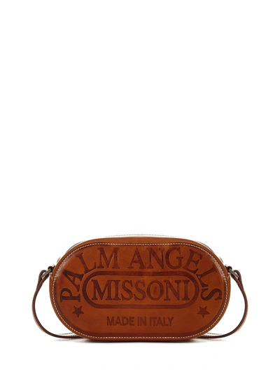 Shop Palm Angels X Missoni Shoulder Bag In Brown/black