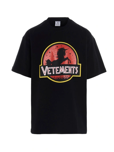 Vetements Unicorn Logo-printed T-shirt In Black | ModeSens