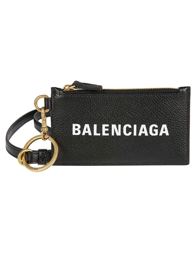 Shop Balenciaga Keyring Applique Cash Card Holder In Black/white