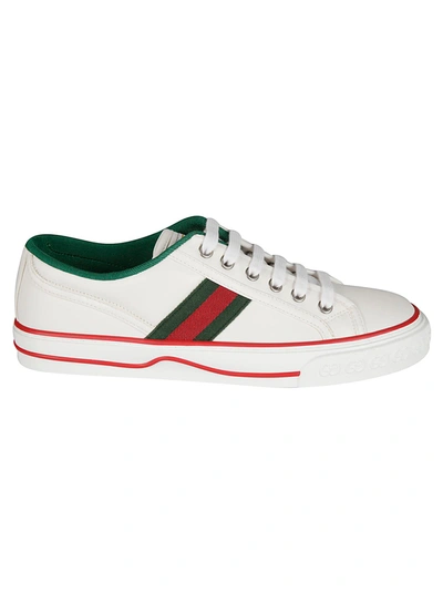 Shop Gucci Web Stripe Detail Sneakers In Bianco