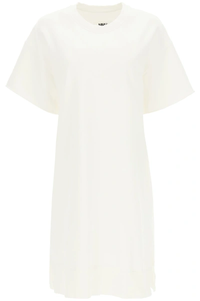 Shop Mm6 Maison Margiela Fleece Mini Dress In Bianco