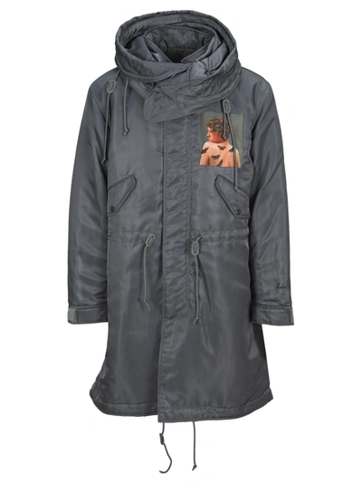 Shop Undercover Markus Åkesson Painterly-print Hooded Parka In Khaki Gray